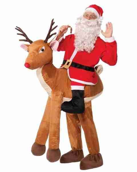 adult santa ride a reindeer costume theme
